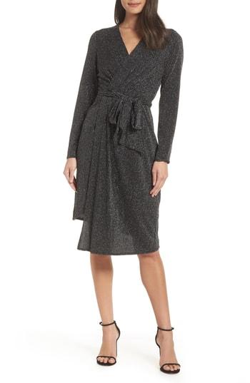 Women's Sam Edelman Metallic Faux Wrap Knit Dress - Metallic