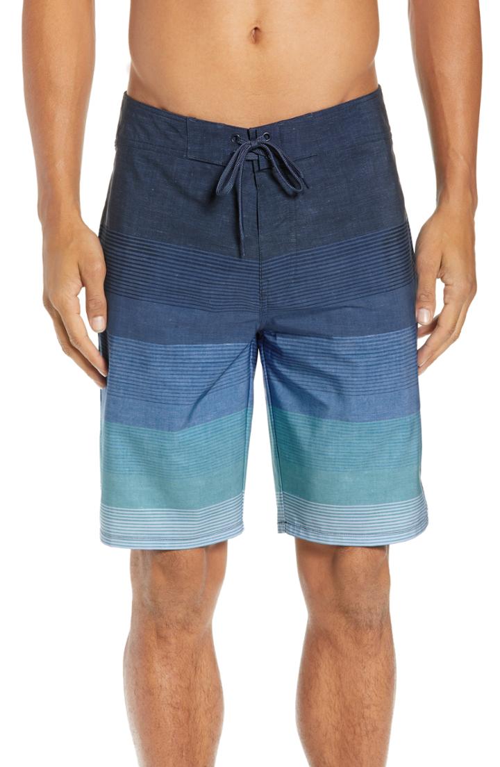 Men's Travis Mathew Seegrid Fit Board Shorts, Size 33 - Blue