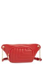 Yoki Bags Chain Quilted Faux Leather Belt Bag - Red