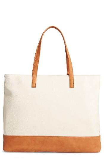 Sole Society Aurelai Colorblock Faux Leather Tote - Beige