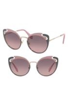 Women's Miu Miu Noir Evolution 54mm Cat Eye Sunglasses - Gold/ Pink Gradient