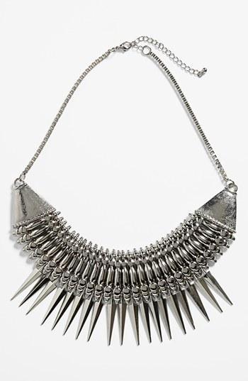 Topshop Spike Collar Necklace Silver
