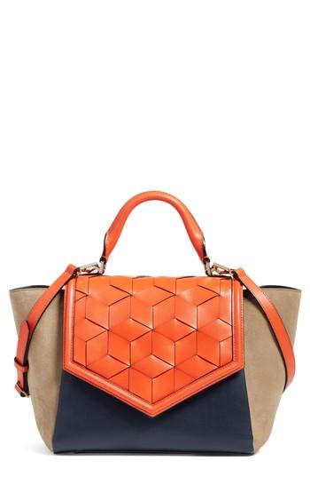 Welden Saunter Calfskin Leather Top Handle Satchel - Orange