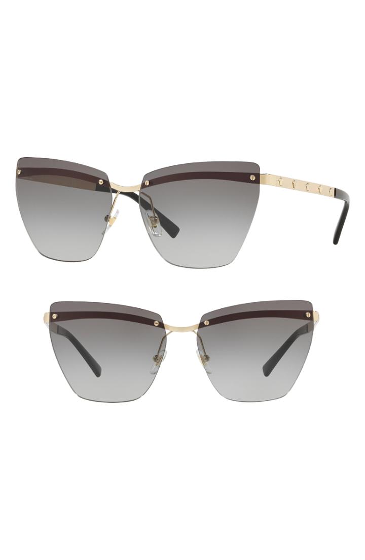Women's Versace Medusa 58mm Metal Cat Eye Sunglasses - Grey Gradient