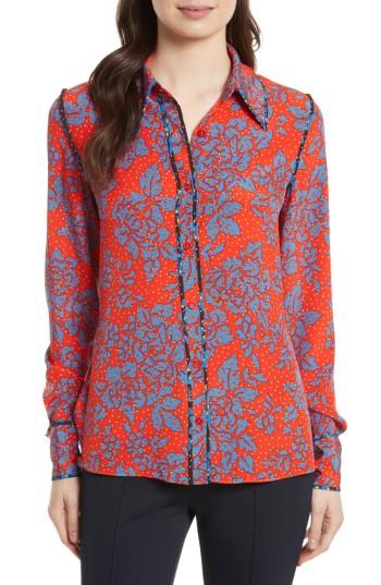 Women's Diane Von Furstenberg Print Silk Shirt - Red