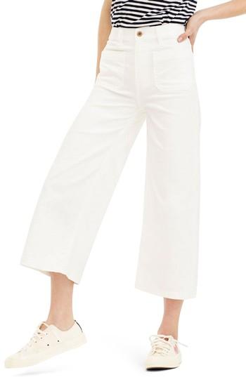 Women's J.crew Point Sur Wide Leg Crop Jeans - White