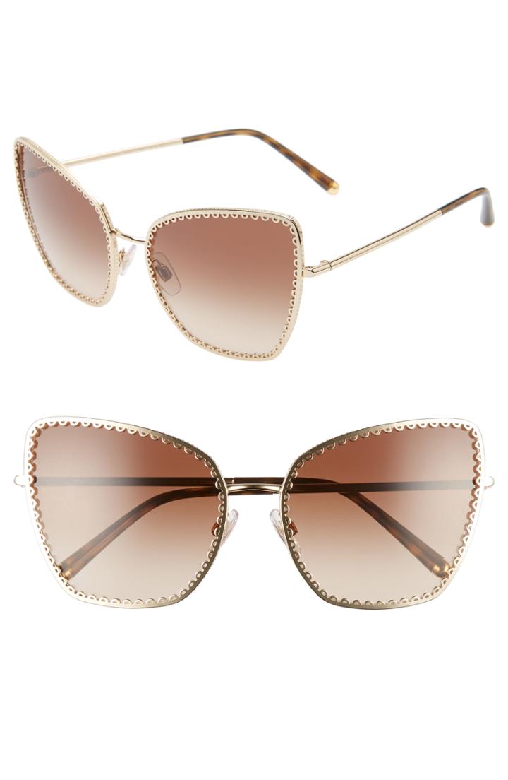 Women's Dolce & Gabbana Sacred Heart 61mm Gradient Cat Eye Sunglasses - Gold Gradient