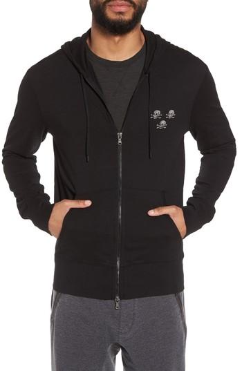 Men's John Varvatos Star Usa Skull Flag Zip Hoodie - Black