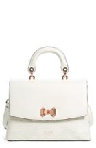 Ted Baker London Lady Bow Flap Top Handle Leather Satchel - Ivory