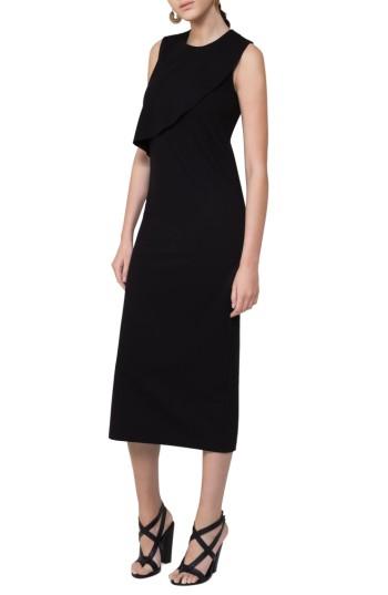 Women's Akris Punto Ruffle Jersey Midi Dress - Black