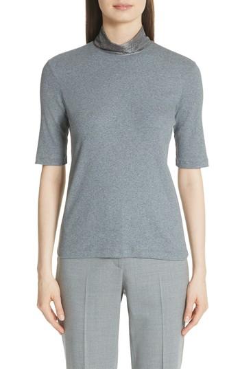 Women's Fabiana Filippi Beaded Mock Neck Top Us / 38 It - Grey