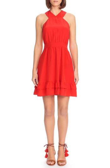 Women's Sezane Alma Silk Fit & Flare Dress Us / 34 Fr - Red
