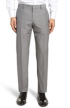 Men's Boss Genesis Flat Front Trim Fit Wool Trousers R - Grey