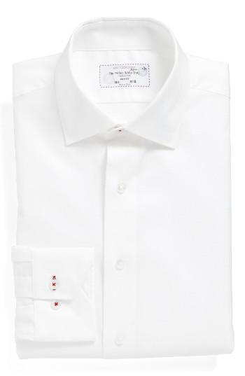 Men's Lorenzo Uomo Trim Fit Herringbone Dress Shirt 32 - White