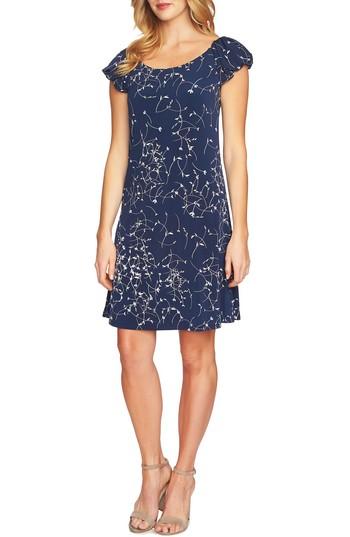 Women's Cece Ditsy Swirls Puffed Sleeve Dress - Blue