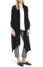 Women's Halogen Cardigan Stitch Cashmere Wrap, Size - Black