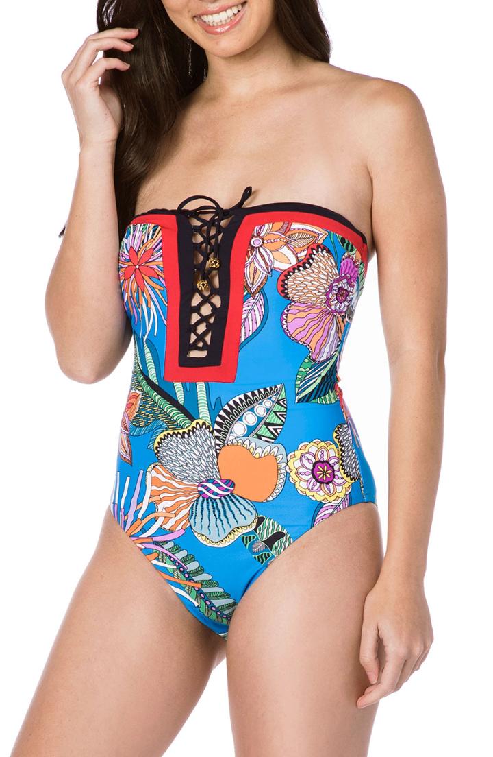 Women's Trina Turk Tahiti Tropical Bandeau Maillot