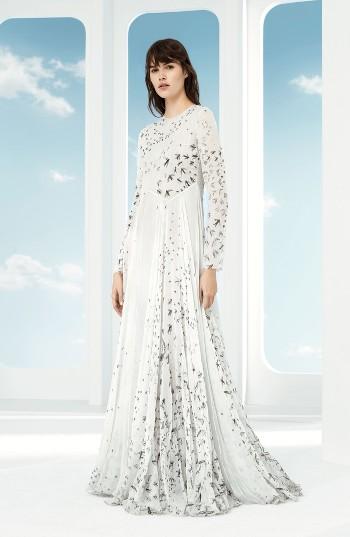 Women's Valentino Swallow Print Silk Gown