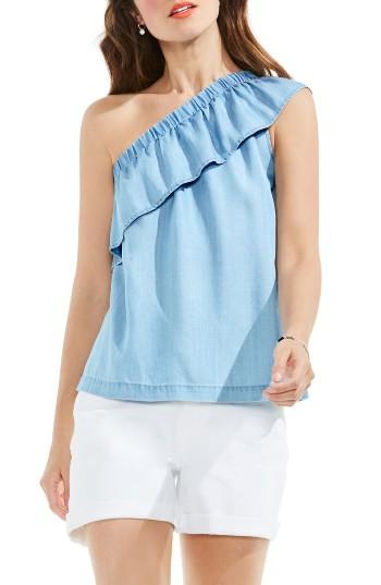 Women's Two By Vince Camuto Ruffled One-shoulder Blouse - Blue
