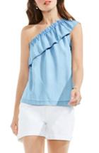 Women's Two By Vince Camuto Ruffled One-shoulder Blouse - Blue