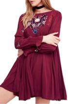 Women's Free People Embroidered Minidress - Burgundy
