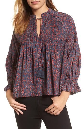 Women's Velvet By Graham & Spencer Topanga Print Peasant Blouse - Black