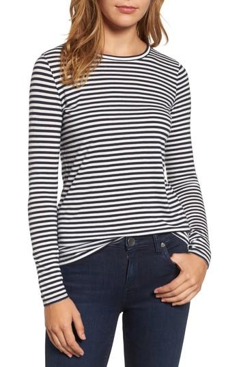 Women's Halogen Crewneck Stripe Tee, Size - Blue