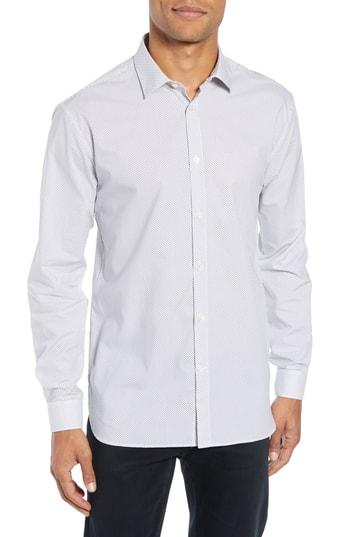 Men's John Varvatos Star Usa Slim Fit Print Dress Shirt R - Grey