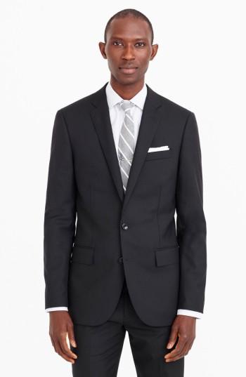 Men's J.crew Ludlow Trim Fit Solid Wool Sport Coat R - Black