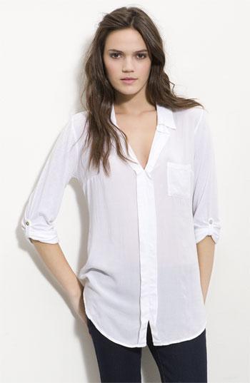 Splendid Mixed Media Shirt White X-small
