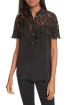 Women's Rebecca Taylor Silk & Lace Blouse - Black