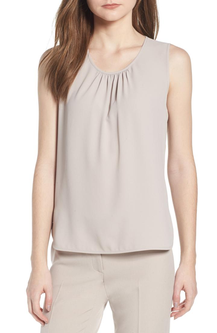 Women's Anne Klein Shirred Neck Shell - Beige