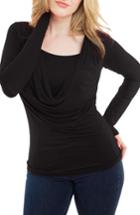 Women's Nurture-elle Cowl Neck Maternity/nursing Top, Size - Black