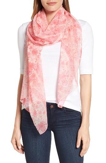 Women's Echo Painted Tile Silk Scarf, Size - Pink