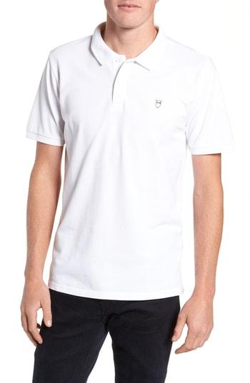 Men's Knowledgecotton Apparel Trim Fit Pique Polo - White
