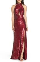 Women's Talbot Runhof Sequined Metallic Drape Back Trumpet Gown - Black