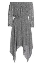 Women's Charles Henry Smocked Handkerchief Hem Dress, Size - Black
