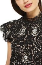 Women's Topshop Embellished High Neck Lace Top Us (fits Like 2-4) - Black