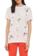 Women's Topshop Embroidered Floral Tee Us (fits Like 0-2) - White