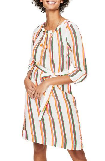 Women's Boden Katie Striped Peasant Dress - Green