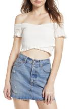 Women's Astr The Label Crossover Smocked Crop Top - White