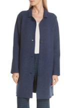 Women's Eileen Fisher Long Boiled Wool Jacket, Size - Blue