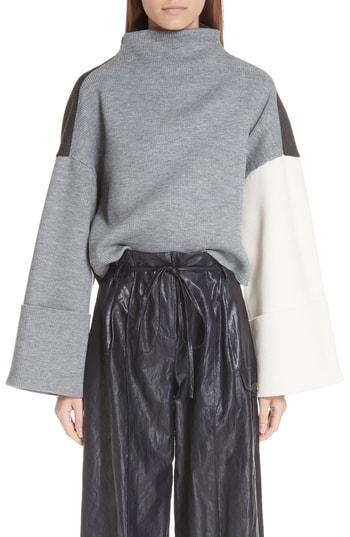 Women's Rejina Pyo Colorblock Ribbed Funnel Neck Top - Grey
