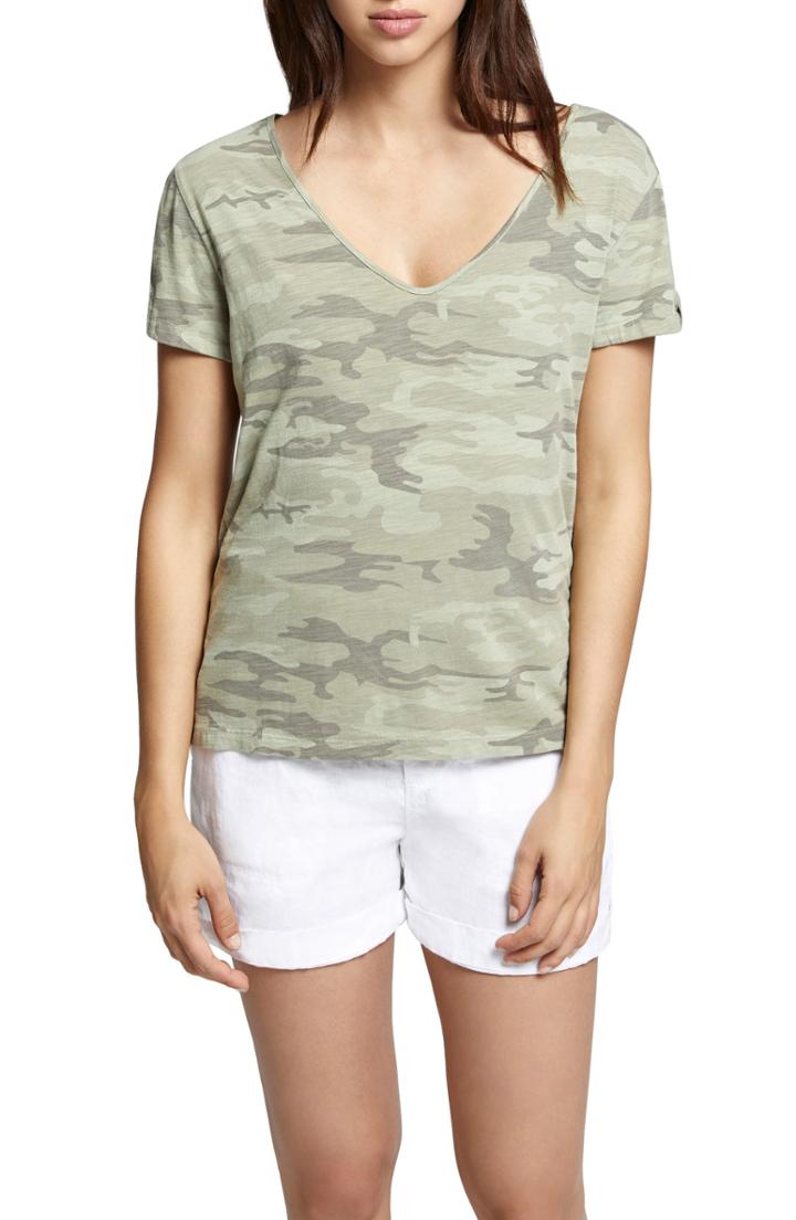 Women's Sanctuary Camo Twist Sleeve Cotton Blend Tee