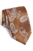 Men's David Donahue Paisley Silk Tie, Size - Brown