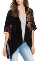 Women's Woven Heart Girls Floral Velvet Kimono