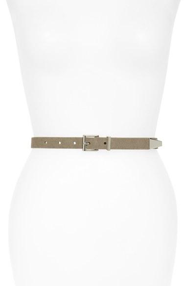 Women's Halogen Studded Suede Belt - Grey Gull