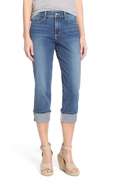 Women's Nydj 'dayla' Colored Wide Cuff Capri Jeans - Blue