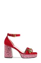 Women's Gucci Soko Glitter Bee Platform Sandal Us / 37eu - Red