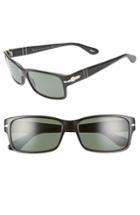 Women's Persol 58mm Polarized Square Sunglasses - Black/ Black Solid